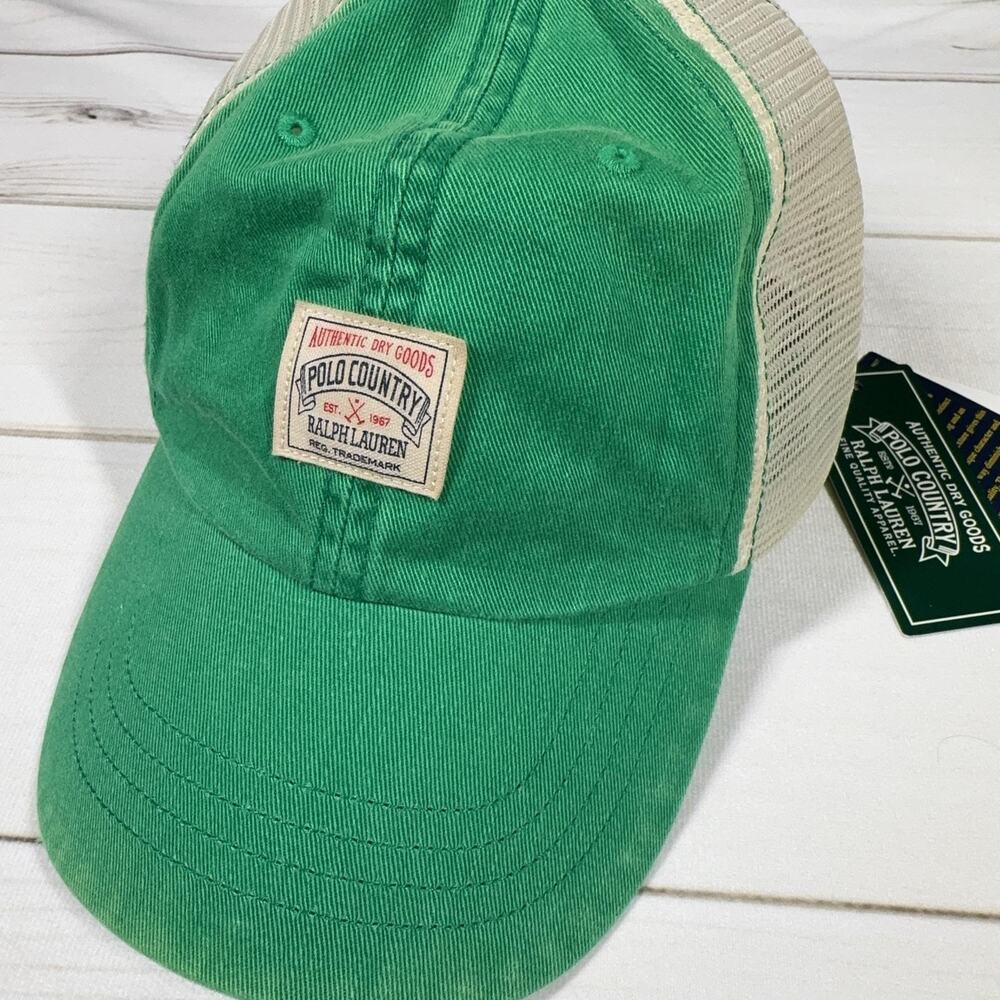 Polo Country Trucker Hat Mens OS Green Mesh Patch Cap Polo Ralph Lauren